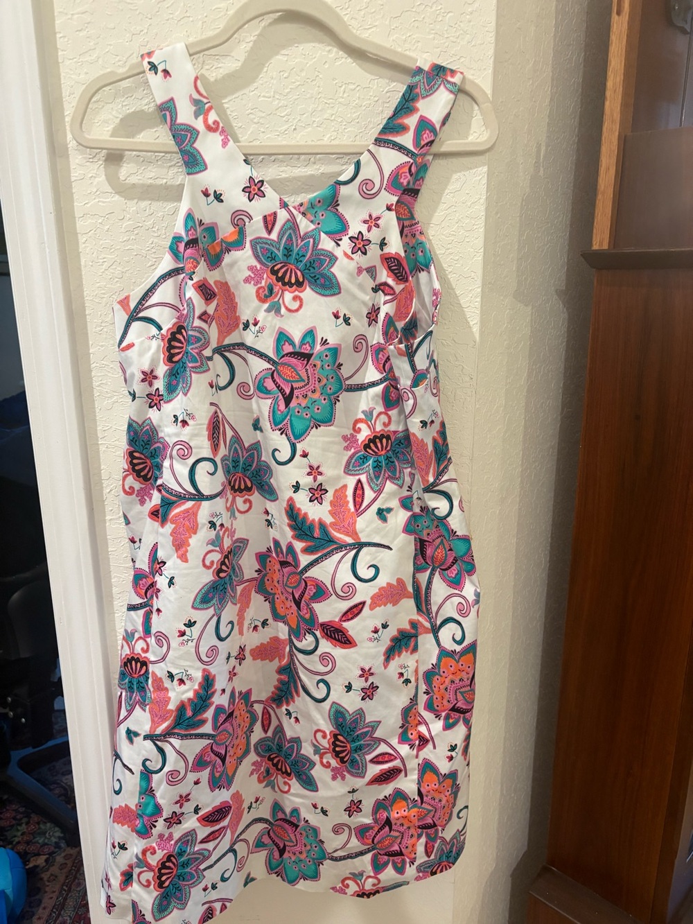 Nine West White Dress with Pink & Teal Floral Print